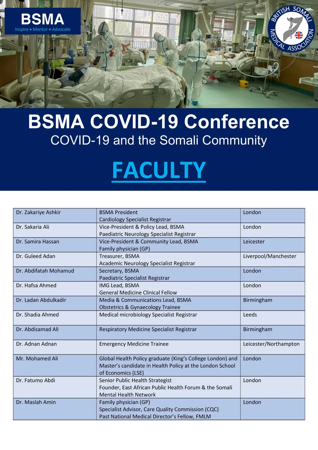 The conference faculty